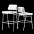 Sophisticated Wire Frame Velvet Stools 3D model small image 3