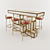 Golden Frame Glass Bar Table with Chairs 3D model small image 1