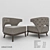 Elegant Velvet Armchair 3D model small image 2