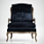 Blue Velvet French Bergere Chair 3D model small image 2