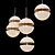 Elegant Antique Brass Glass Hanging Lamp 3D model small image 2