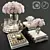 Elegant Rose & Crystal Vase Set 3D model small image 1