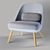Colmar Armchair: Blue Polyester Seat, Light Brown Legs 3D model small image 1