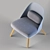 Colmar Armchair: Blue Polyester Seat, Light Brown Legs 3D model small image 2