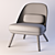 Colmar Armchair: Blue Polyester Seat, Light Brown Legs 3D model small image 3
