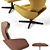 Walter Knoll Onsa Chair and Pouf Set 3D model small image 2