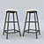 Rustic Wooden Metal Leg Stool 3D model small image 2