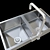 AFA Double Bowl Milli Inox Sink Mixer 3D model small image 2