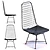 Sleek Black Grid Chair 3D model small image 1