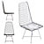 Sleek Black Grid Chair 3D model small image 2