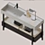 Rectangular Ceramic Washbasin with Integrated Countertop 3D model small image 2