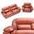 Modern Leather Sofa & Armchair Set 3D model small image 2