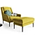 Edouard Chair: Stylish Yellow Fabric with Black Legs 3D model small image 1