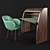 Elegant Lea Chair & Camus Desk Set 3D model small image 1