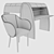 Elegant Lea Chair & Camus Desk Set 3D model small image 3