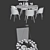Elegant Dining Set: Lema Chair, Mid-Century Table, Chandelier 3D model small image 3