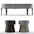 Modern Metal Benches by Bernhardt 3D model small image 1