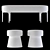 Modern Metal Benches by Bernhardt 3D model small image 3
