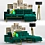 Enchanting Emerald Green Velvet Chaise 3D model small image 1