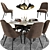 Modern Accent Chair with Round Table 3D model small image 1