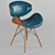 Mid-century Teal Accent Chair 3D model small image 1