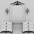 Deco Walnut/Silver Leonor Dressing Table & Mirror 3D model small image 3
