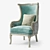 Elegance at its Finest: Massoud Silver Damask Chair 3D model small image 1