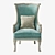 Elegance at its Finest: Massoud Silver Damask Chair 3D model small image 2