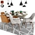 West Elm Cast Trestle Dining Set 3D model small image 1