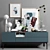 Scandinavian Style Set with Sideboard, Lamps, Posters & Sculpture 3D model small image 1