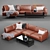 Sleek Peruna Leather Sectional 3D model small image 1