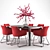 Elegant Plum Flower Dining Set 3D model small image 1