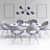 Elegant Dining Set with Chandelier 3D model small image 2