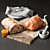 Gourmet Food Set: Ham & Bread 3D model small image 1