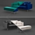 Modern Linen Sofa with Metal Legs 3D model small image 1