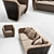 Contemporary Ebony Makassar Shell Sofa & Armchair: Francesco Molon Bond Collection 3D model small image 2
