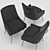 Luxurious Grey Velvet Side Chair 3D model small image 3