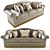 Elegant Quilted Sofa Set 3D model small image 1