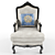 Elegant Classic Armchair with Pillow 3D model small image 1