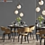 Elegant 6-Piece Dining Set with Lighting 3D model small image 1