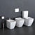 Strada II Collection: Close Coupled Toilet, Rimless Floor Toilet & Floor Mounted Bidet 3D model small image 1