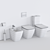 Strada II Collection: Close Coupled Toilet, Rimless Floor Toilet & Floor Mounted Bidet 3D model small image 3