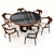 Elegant Walnut Dining Set 3D model small image 1