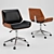 Elegant Wood & Faux Leather Office Chair 3D model small image 1