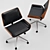 Elegant Wood & Faux Leather Office Chair 3D model small image 2