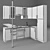 Modern Kitchen Set with Bar Counter 3D model small image 2