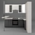 Modern Kitchen Set with Bar Counter 3D model small image 3