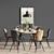 Elegant Dining Set with Stylish Chair & Pendant Light 3D model small image 3