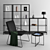 Ikea wire base chair & shelf set 3D model small image 1