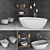 Wave Ceramic Bathroom Set & 3D Panel 3D model small image 1